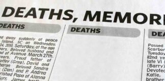 obituary in newspaper