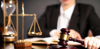 Judge with gavel
