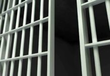 Close-up of prison cell bars