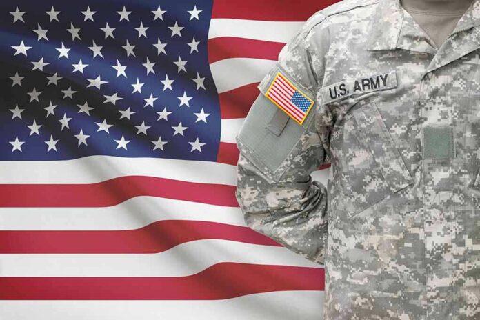 247938520 featured image US Army soldier in camouflage with American flag