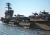 Aircraft carrier deck with jet planes