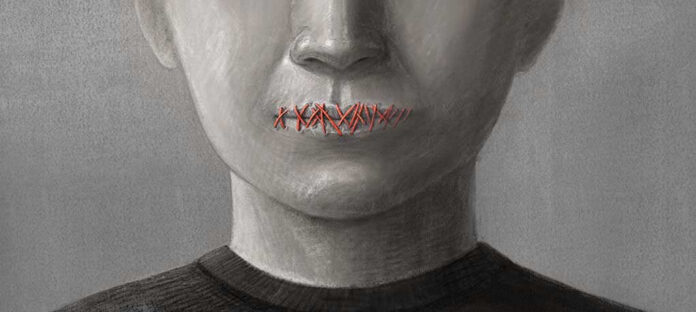 1750757030 Face with mouth sewn shut in red thread