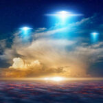 2026 Chaos Unveiled: Nostradamus & Vanga Glowing lights above dramatic sunset clouds.