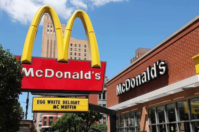 McDonald's restaurant sign with menu items displayed