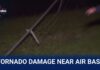 Tornado mangles fence near Vance Air Force Base