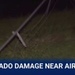Tornado mangles fence near Vance Air Force Base