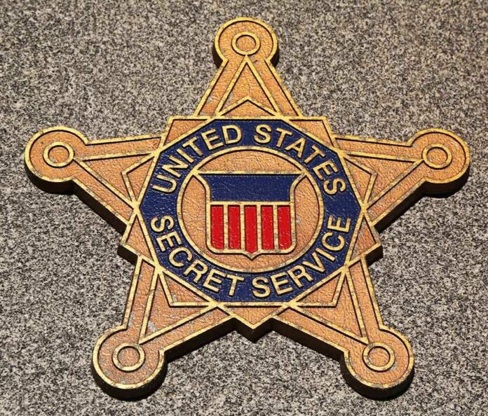 Golden badge of the United States Secret Service displayed on a surface
