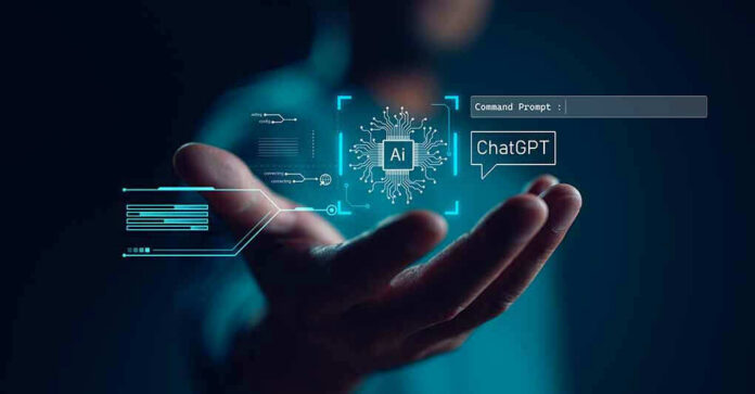 2253228203 Hand holding digital AI and ChatGPT graphics.