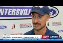 NASCAR driver Joey Logano reacts to Kyle Busch death