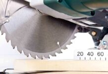 Wife’s Shocking Plot Unraveled by Store Receipt Close-up of a circular saw blade cutting through a piece of wood