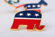 Huge Upset: Trump Allies Dominate Primaries A red, white, and blue elephant pin representing the Republican Party