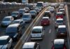 Heavy traffic on a city highway during rush hour
