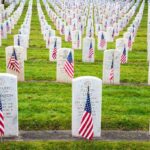 VA Crisis Exposed — Data Or Die Rows of grave markers adorned with American flags in a military cemetery