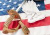 Gun Rights Showdown Inside VA Mega-Bill A military sword, dog tags, and white gloves displayed on an American flag