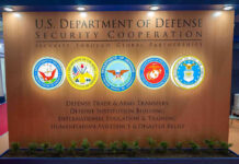 Trillion-Dollar Weapons, Still Not Ready U.S. Department of Defense Security Cooperation display with logos.