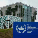 Sanction Hammer Drops — Judges Panic International Criminal Court building with sign in foreground.