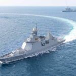 Hijacked Tanker Turned Pirate Mothership naval warship making a sharp turn at sea
