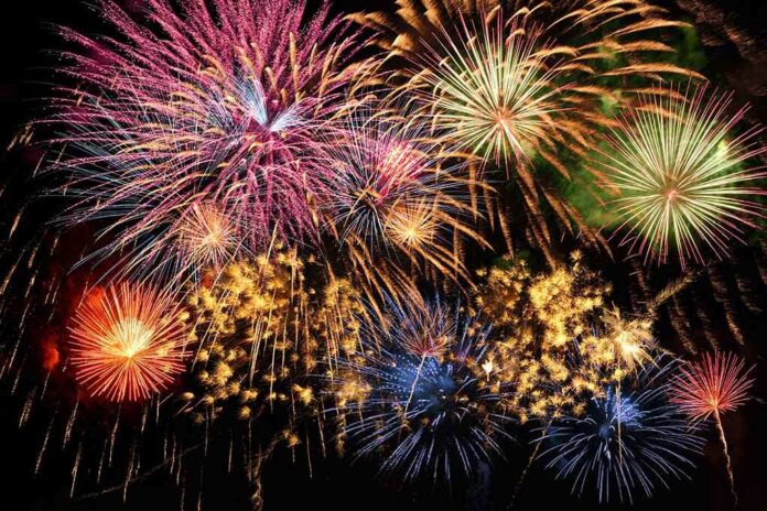 shutterstock_63405547 Colorful fireworks exploding in the night sky