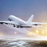 Florida Power Play Upends Airport Maps An airplane taking off from an airport runway against a twilight sky