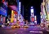 Times Square Panic: Terror Angle Probed Times Square at night with bright billboards and yellow taxis