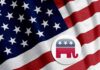 Massive Cash Tsunami Targets Swing Seats American flag with Republican elephant emblem