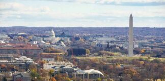 Washington Monument and U.S. Capitol across the National Mall