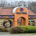 Taco Bell restaurant exterior with arched entrance