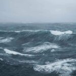 Ships Hit, Prices Spike—Trump Threatens Rough ocean waves under a cloudy sky