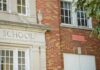 Highest Court Signals: Schools Over Parents? Old brick school building facade with windows and doorway