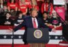 Child Abuse Claim Ignites South Carolina Brawl Donald Trump speaks at a rally podium; Frida Öhrn and Charly Black are in the crowd