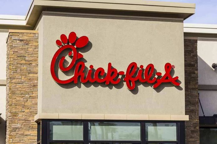 shutterstock_537293410 Chick-fil-A restaurant exterior with red logo